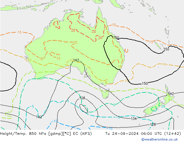 Geop./Temp. 850 hPa EC (AIFS) mar 24.09.2024 06 UTC