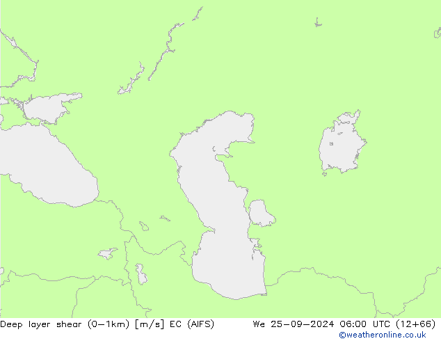 Deep layer shear (0-1km) EC (AIFS) St 25.09.2024 06 UTC