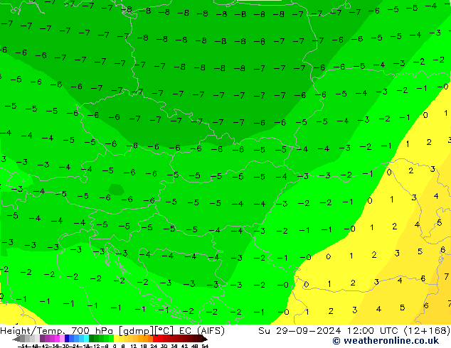 Height/Temp. 700 гПа EC (AIFS) Вс 29.09.2024 12 UTC