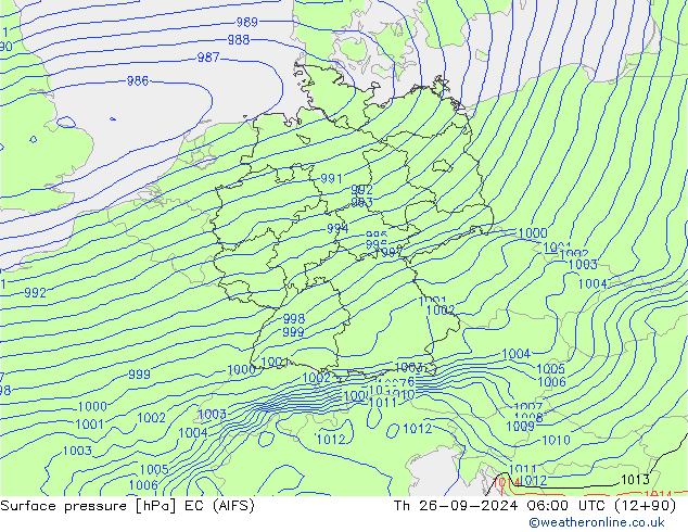 Atmosférický tlak EC (AIFS) Čt 26.09.2024 06 UTC