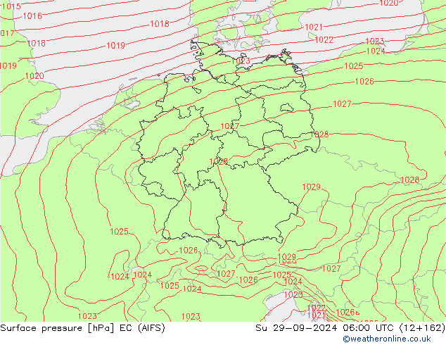 Surface pressure EC (AIFS) Su 29.09.2024 06 UTC