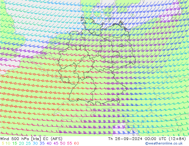 Wind 500 hPa EC (AIFS) Th 26.09.2024 00 UTC