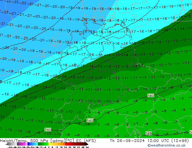 Height/Temp. 500 hPa EC (AIFS) Th 26.09.2024 12 UTC