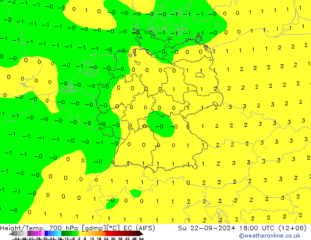 Height/Temp. 700 hPa EC (AIFS) Su 22.09.2024 18 UTC