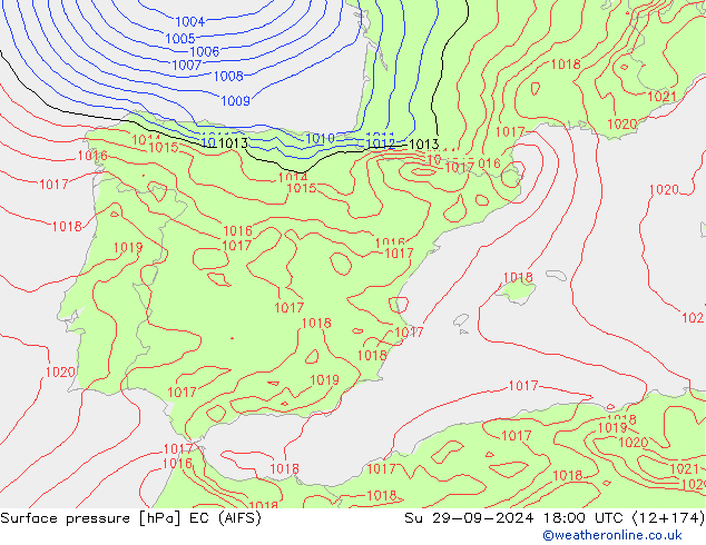 Surface pressure EC (AIFS) Su 29.09.2024 18 UTC