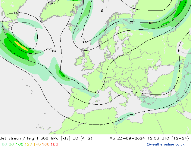 高速氣流 EC (AIFS) 星期一 23.09.2024 12 UTC