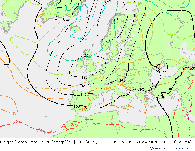 Geop./Temp. 850 hPa EC (AIFS) jue 26.09.2024 00 UTC