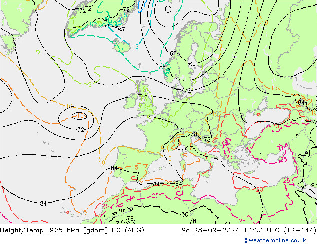 Height/Temp. 925 hPa EC (AIFS) Sáb 28.09.2024 12 UTC