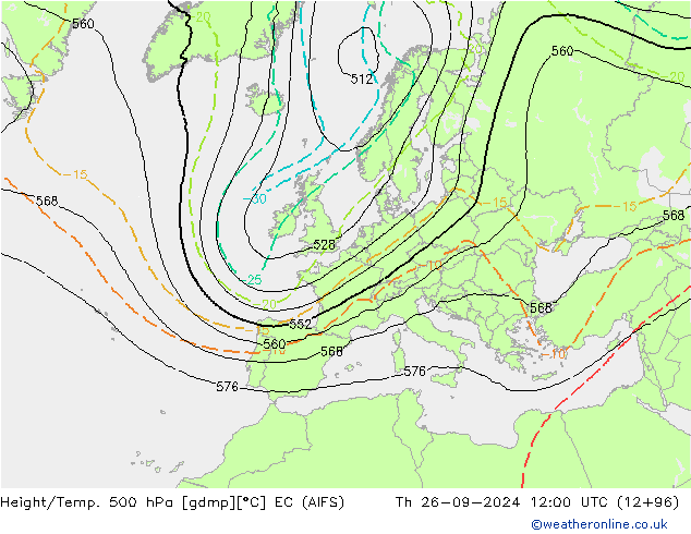 Height/Temp. 500 гПа EC (AIFS) чт 26.09.2024 12 UTC