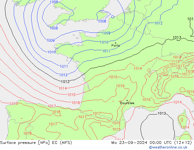 Presión superficial EC (AIFS) lun 23.09.2024 00 UTC