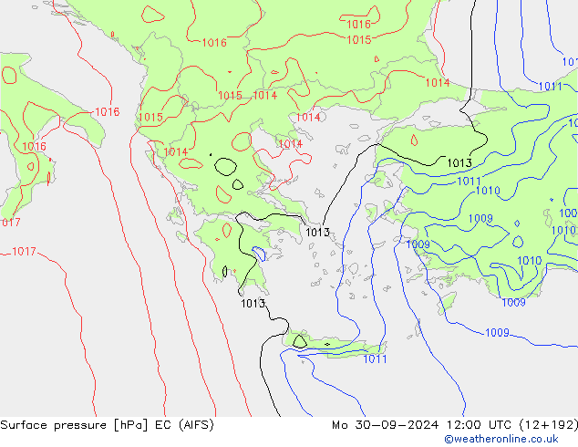 Surface pressure EC (AIFS) Mo 30.09.2024 12 UTC