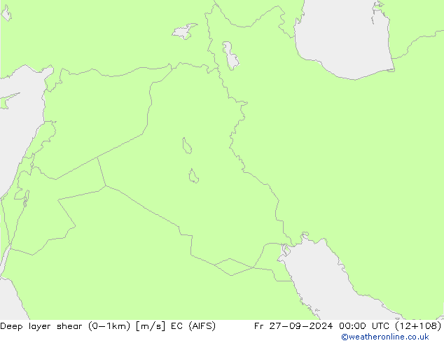 Deep layer shear (0-1km) EC (AIFS)  27.09.2024 00 UTC