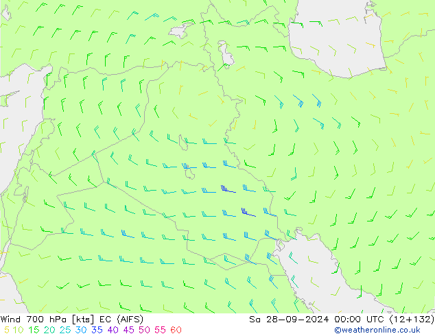 ветер 700 гПа EC (AIFS) сб 28.09.2024 00 UTC