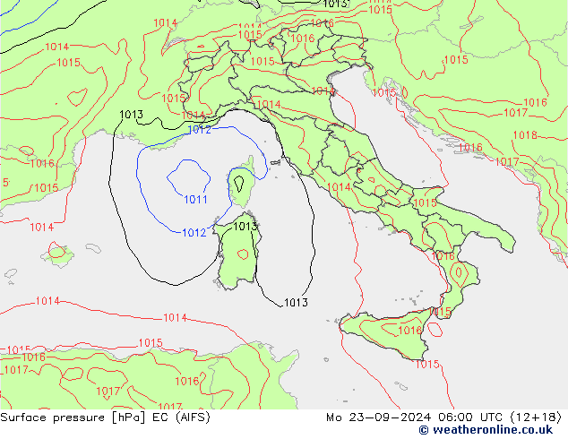 Presión superficial EC (AIFS) lun 23.09.2024 06 UTC