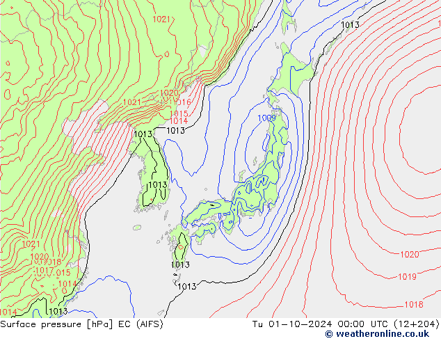 Atmosférický tlak EC (AIFS) Út 01.10.2024 00 UTC