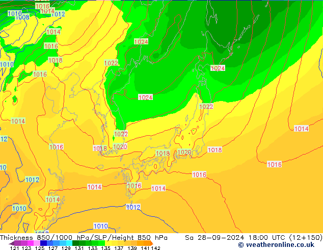 Thck 850-1000 hPa EC (AIFS) Sa 28.09.2024 18 UTC