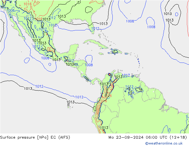 Surface pressure EC (AIFS) Mo 23.09.2024 06 UTC