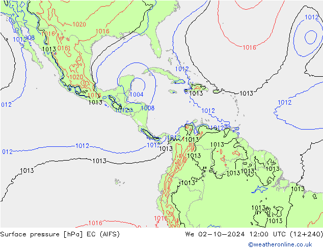 Surface pressure EC (AIFS) We 02.10.2024 12 UTC