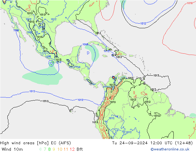 High wind areas EC (AIFS) mar 24.09.2024 12 UTC