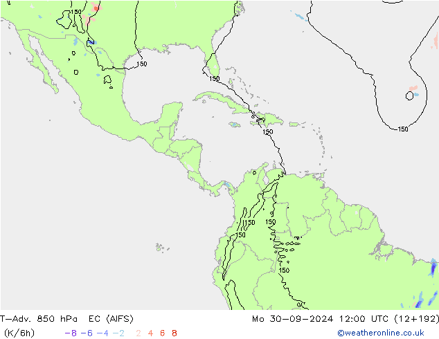 T-Adv. 850 hPa EC (AIFS) pon. 30.09.2024 12 UTC