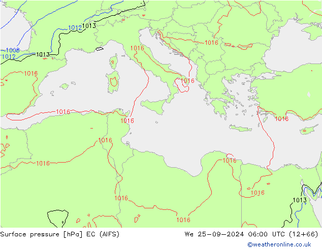 Presión superficial EC (AIFS) mié 25.09.2024 06 UTC