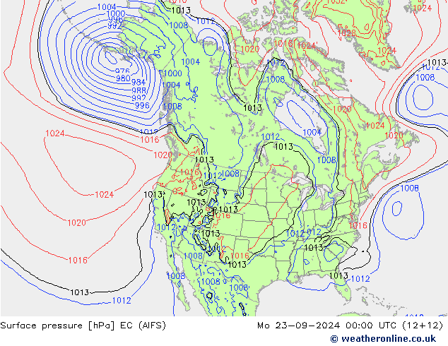 地面气压 EC (AIFS) 星期一 23.09.2024 00 UTC