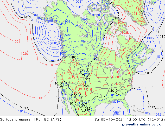 Surface pressure EC (AIFS) Sa 05.10.2024 12 UTC