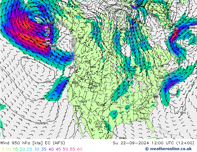 Wind 950 hPa EC (AIFS) So 22.09.2024 12 UTC