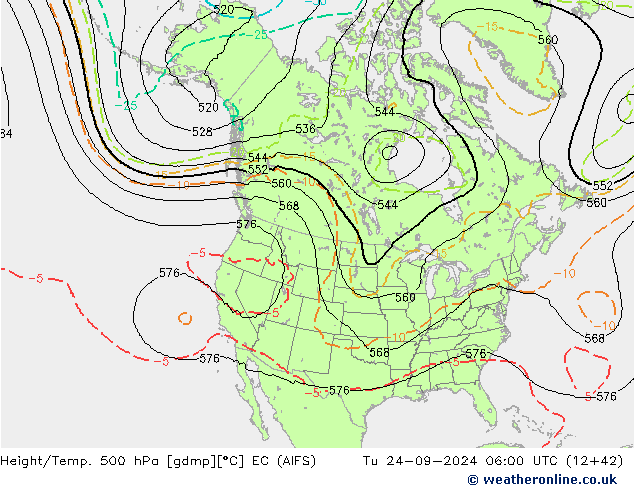 Hoogte/Temp. 500 hPa EC (AIFS) di 24.09.2024 06 UTC