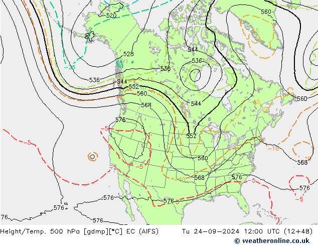 Height/Temp. 500 hPa EC (AIFS) Tu 24.09.2024 12 UTC