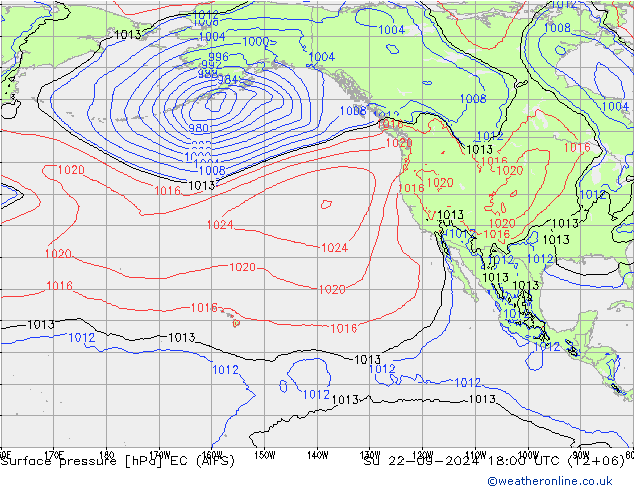 Surface pressure EC (AIFS) Su 22.09.2024 18 UTC