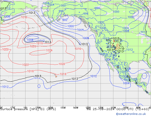 Pressione al suolo EC (AIFS) mer 25.09.2024 00 UTC