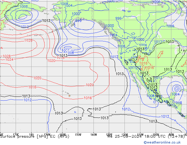 ciśnienie EC (AIFS) śro. 25.09.2024 18 UTC