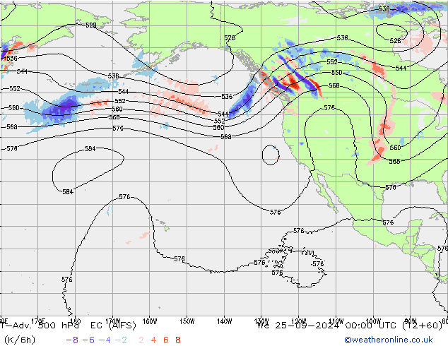 T-Adv. 500 hPa EC (AIFS) Qua 25.09.2024 00 UTC