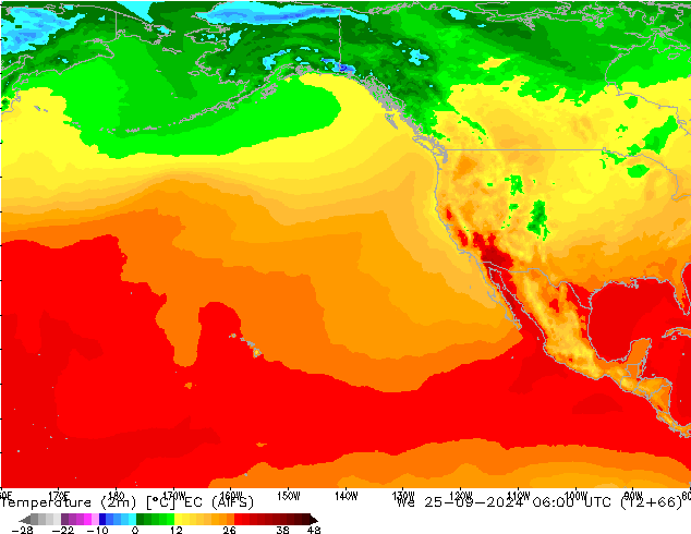 Temperature (2m) EC (AIFS) We 25.09.2024 06 UTC