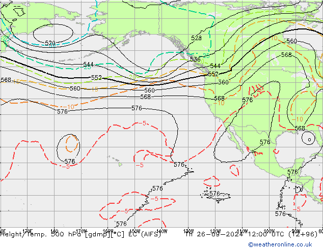 Height/Temp. 500 hPa EC (AIFS) Qui 26.09.2024 12 UTC