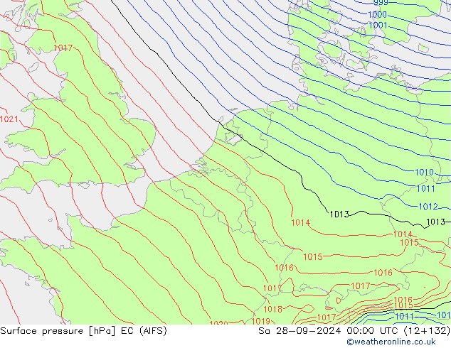 Surface pressure EC (AIFS) Sa 28.09.2024 00 UTC