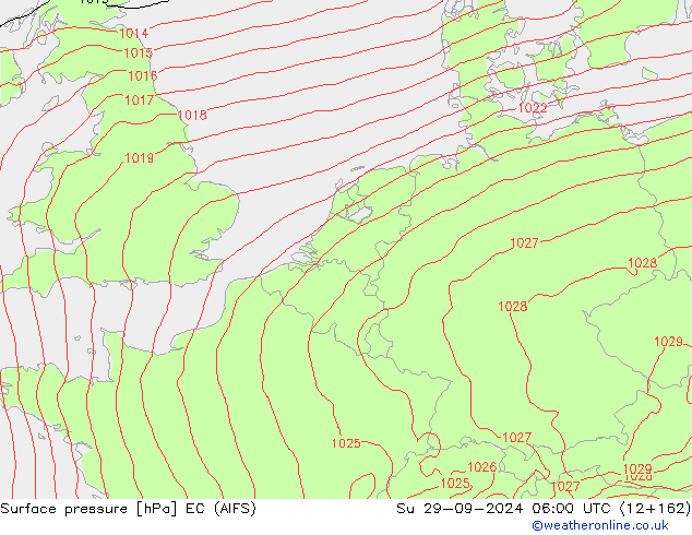 Atmosférický tlak EC (AIFS) Ne 29.09.2024 06 UTC