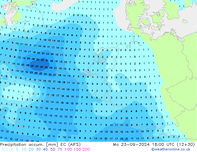 Totale neerslag EC (AIFS) ma 23.09.2024 18 UTC