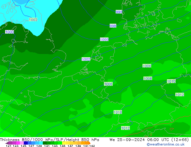 Thck 850-1000 hPa EC (AIFS) St 25.09.2024 06 UTC