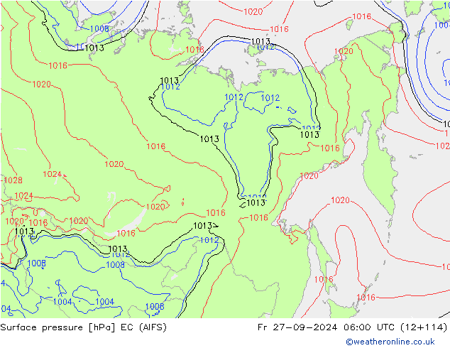 Surface pressure EC (AIFS) Fr 27.09.2024 06 UTC