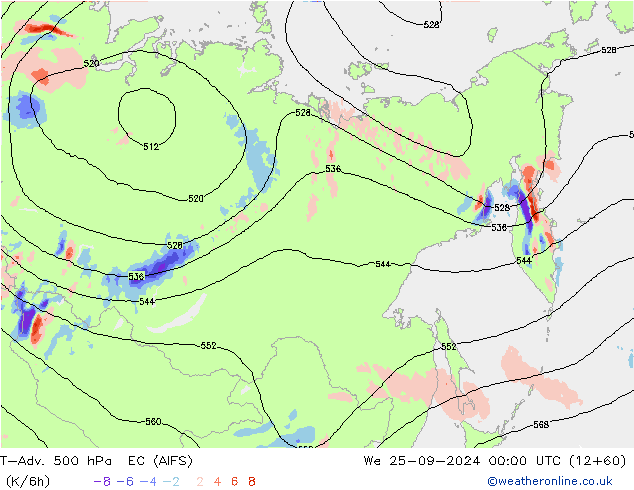 T-Adv. 500 hPa EC (AIFS) Qua 25.09.2024 00 UTC