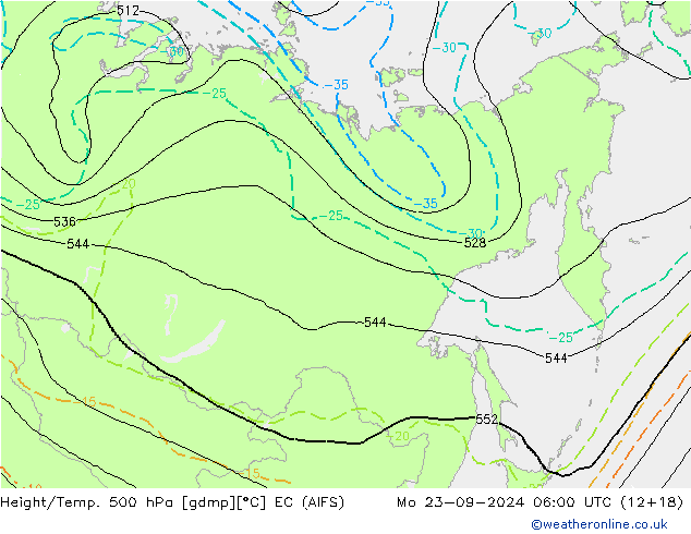 Height/Temp. 500 hPa EC (AIFS) Mo 23.09.2024 06 UTC