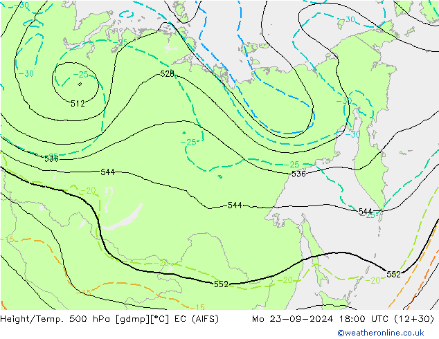 Height/Temp. 500 hPa EC (AIFS) Mo 23.09.2024 18 UTC