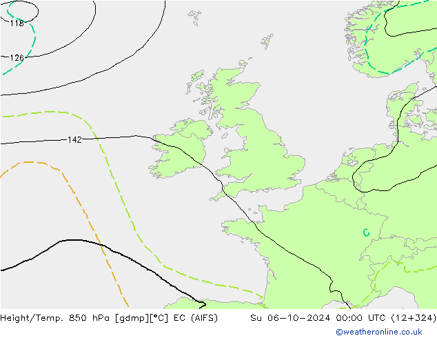 Height/Temp. 850 hPa EC (AIFS)  06.10.2024 00 UTC