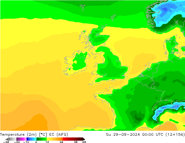 Temperatuurkaart (2m) EC (AIFS) zo 29.09.2024 00 UTC