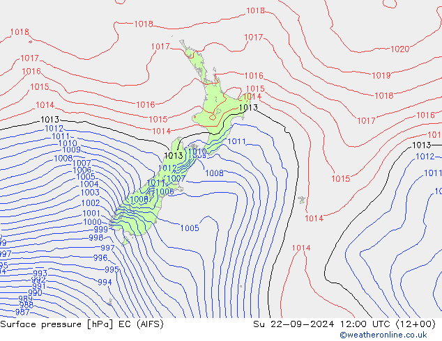 Surface pressure EC (AIFS) Su 22.09.2024 12 UTC