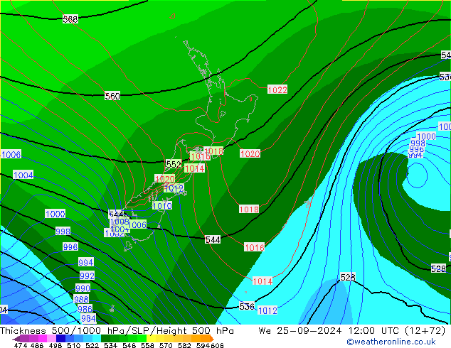 Thck 500-1000hPa EC (AIFS) We 25.09.2024 12 UTC