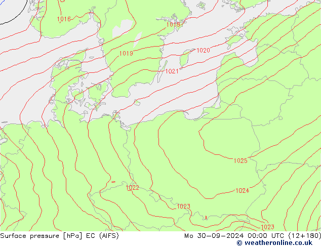 Surface pressure EC (AIFS) Mo 30.09.2024 00 UTC