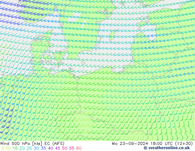 Wind 500 hPa EC (AIFS) Mo 23.09.2024 18 UTC